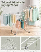 APEXCHASER 2-Tier Gullwing Clothes Drying Rack, 28-Rod Foldable, Adjustable - Image 3