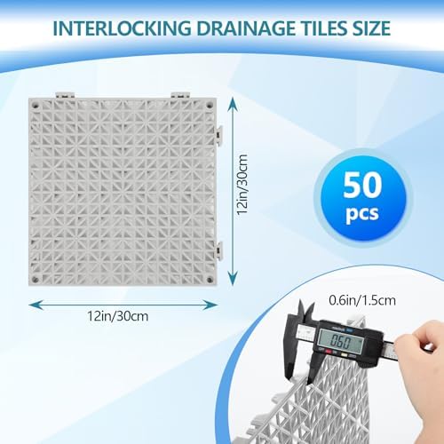 FAHKNS 50 Pack Interlocking Drainage Tiles, PVC Floor - Image 2