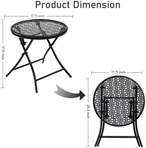TeoKJ Folding Small Outdoor Side Table, No Assembly Metal Desk - Image 3