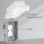 Bates Choice Weatherproof Electrical Outlet Cover, 2 Pack, Outdoor Outlet Cover - Image 4