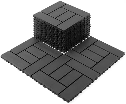 44 PCS Plastic Deck Tiles, Waterproof Interlocking Patio Flooring, Non-Slip by Unknown