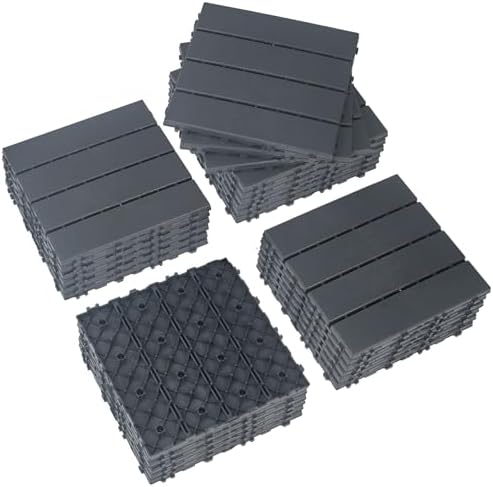 Plastic Interlocking Deck Tiles 27 Pack 12"x12" | Non-Slip Tool-Free Waterproof by Unknown