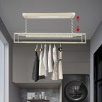 Electric Retractable Airing Rack Off-White Color, Ceiling Clothesline 77lbs Load - Image 4