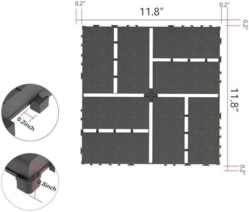 44 Pack Interlocking Deck Tiles, 12x12 Inch Modern Plastic Outdoor Flooring - Image 3