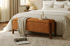 Modern Storage Benches with Walnut Wood Legs, Fabric Upholstered Entryway Bench by Quenvo