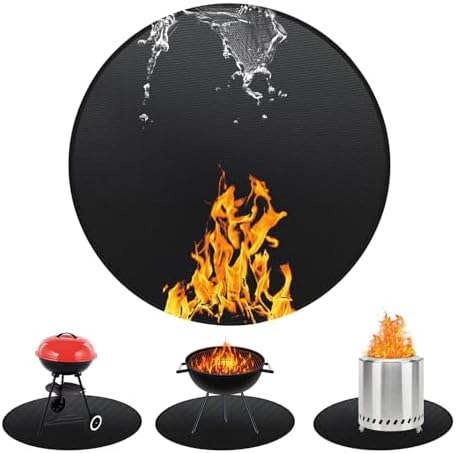 36" Round Fireproof Grill Mat for Deck & Patio, Double-Sided Silicone Coated by Unknown