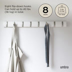 Umbra Flip Coat Rack, Wall Mount 8-Hook, Space Saving - Image 5