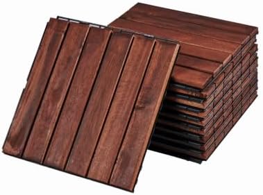 Acacia Wood Interlocking Deck Tiles by KORVYAL