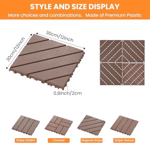 27 Pack Plastic Interlocking Deck Tiles, Patio Floor Decking Tiles - Image 2