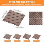 27 Pack Plastic Interlocking Deck Tiles, Patio Floor Decking Tiles - Image 2