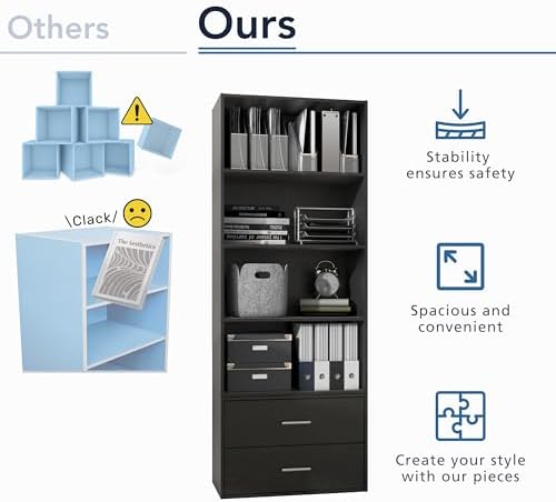 HOMES: INSIDE + OUT Apexa 4-Vertical Storage Organizer Shelves, Stackable Wood - Image 6