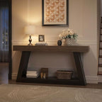 63” 2‑Tier Farmhouse Console Table, Entryway Hallway Sofa Display - Image 2