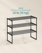 SONGMICS Shoe Rack, 3-Tier Shoe Organizer, Metal Storage Shelf - Image 3