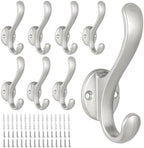 8 Pack Coat Hooks Wall Mount Heavy Duty Utility Retro Double Hooks by PEOIAOY