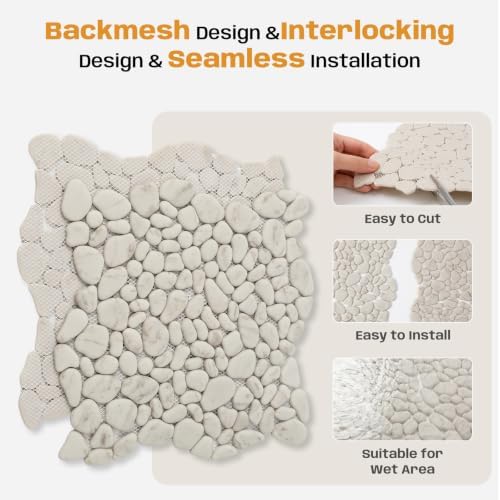 Beige Pebble Mosaic Tile, 8 Sheets - Image 4