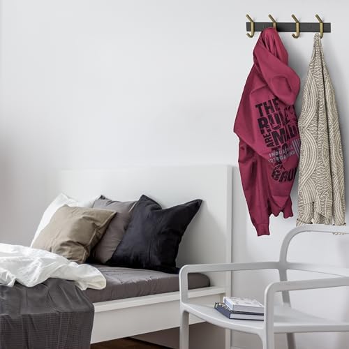 Coat Rack Wall Mount – Black and Gold Hook Rail - Image 4