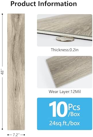 Art3d 10-Pack SPC Click-Lock Floor Tiles, Warm Brown - Image 4