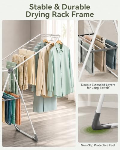 APEXCHASER 2-Tier Gullwing Clothes Drying Rack, 28-Rod Foldable, Adjustable - Image 4