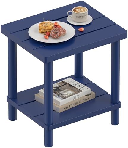 Outdoor Side Table with 2-Tier, Bamboo Small Patio Adirondack Tables by LEJANEOYE