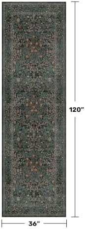 Dark Green 3x10 ft Extra Long Wide Runner Rug - Image 2