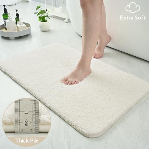 Ivory Bathroom Rug Set 2 Piece Bath Mat 21x34'' &U Shape Toilet Rug 21x21'' - Image 6