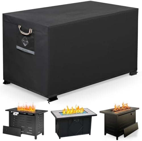 QH.HOME Fire Pit Cover Rectangular 42", 600D Heavy Duty 100% Waterproof by QHHOME