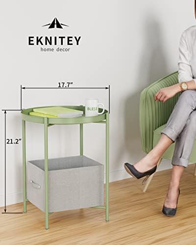 EKNITEY Small Side End Table: Metal Side Table - Image 3