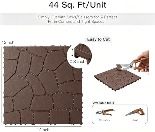 Interlocking Deck Tiles Outdoor Waterproof 44 Pack, Plastic Snap Together Patio - Image 2