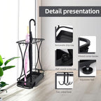 18 Slot Umbrella Stand with 10 Hooks – Heavy Duty Metal Indoor Umbrella Rack - Image 2