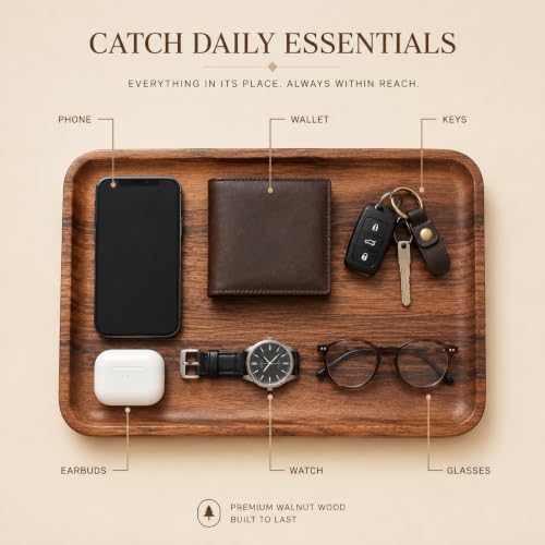 Walnut Valet Tray, Wooden Catchall Tray - Image 2