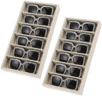 2 Pack Sunglass Drawer Organizer, 6 Grid Velvet Glasses Tray, Eyeglasses by Unknown
