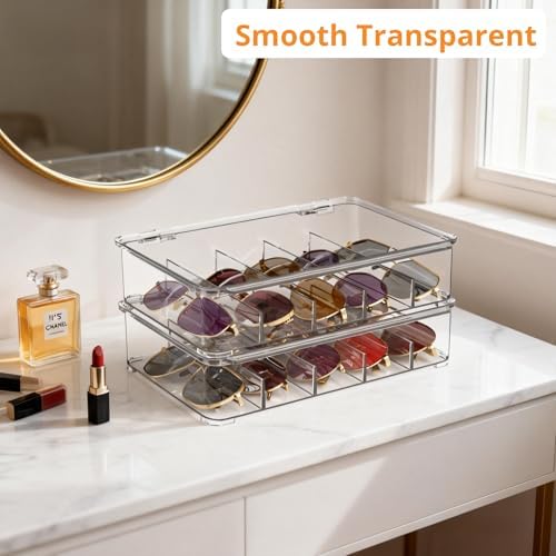 Sunglasses Organizer, Acrylic Clear Plastic Stackable Sunglasses Case - Image 2