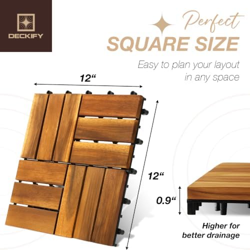9-Piece Acacia Wood Interlocking Deck Tiles - Image 5