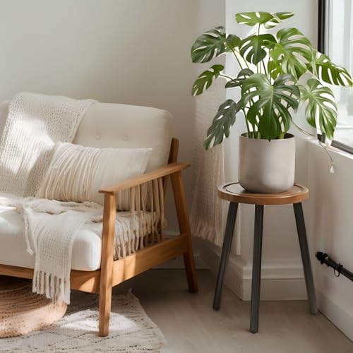 2-Pack Wood Plant Stands Indoor, 16.7" Tall Plant Stand Outdoor Mid-Century - Image 2