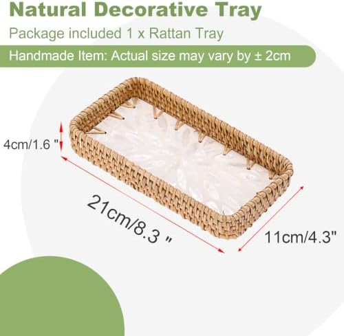 Key Basket for Entryway Table, Rattan Tray Rectangular Key Holder - Image 2