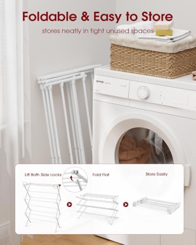 Sakugi Foldable 3-Tier Clothes Drying Rack 42.1" H - Image 4
