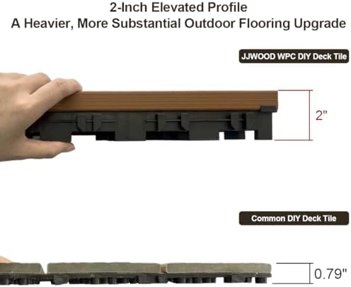JJWOOD 2-Inch Thick Interlocking Deck Tiles, Elevated Outdoor Floor Tiles - Image 4