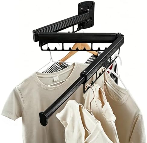 Foldable Wall Mounted Laundry Drying Rack, 3 Fold Retractable Clothes Drying by Unknown