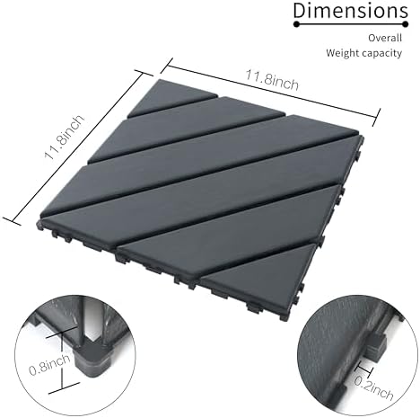 Plastic Interlocking Deck Tiles, 44 Pack Patio Deck Tiles, Patio Floor Decking - Image 5