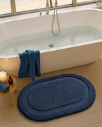 Color&Geometry Oval Blue Bathroom Rugs 36x24, Extra Soft Absorbent Microfiber - Image 3