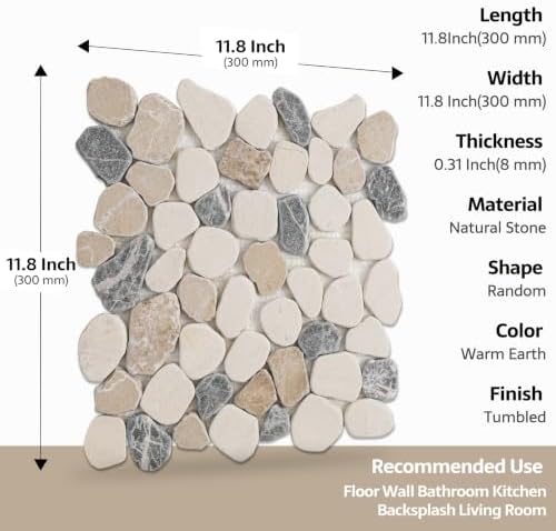 Pebble Tile, Warm Earth Sliced Pebble Stone Tiles - Image 2