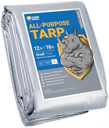 GUARD SHIELD Heavy Duty Tarp 12x16 Feet Silver Multi Purpose Thick Waterproof by GUARDSHIELD