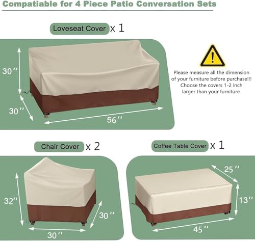 Gasadar Patio Furniture Cover 4 Piece Set - Image 2