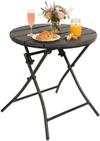 TeoKJ Folding Black Small Outdoor Side Tables, HDPS Patio Table by TeoKJ
