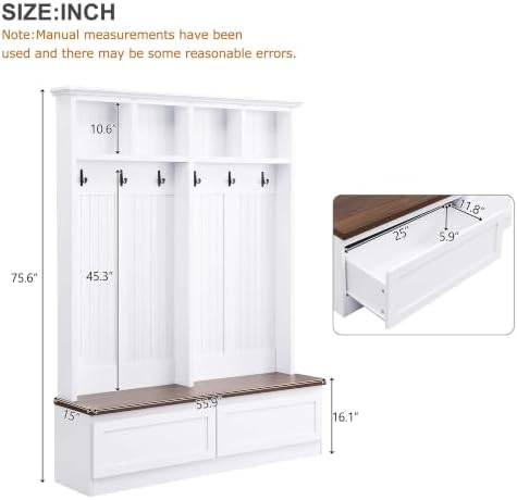 4-in-1 Hall Tree with Storage Bench Shoe Organizer/ Shelves - Image 2