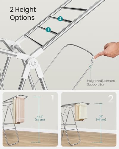 SONGMICS Clothes Drying Rack, Foldable Metal Airer, 19.3 x 51.2 x 39.4 in - Image 4