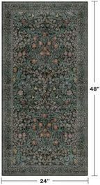 Dark Green 2x4 Rug Runner, Entryway Rugs, Small Runners - Image 2