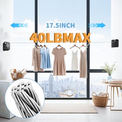 Upgrade-Retractable Clothesline Indoor, Non-Sagging Outdoor Clothes Line - Image 6