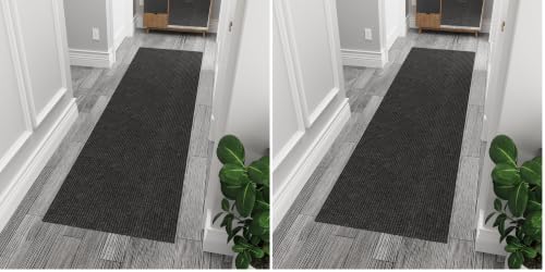 Ottomanson Ribbed Design Non-Slip Rubberback 2x5 Indoor/Outdoor Runner Rug by Ottomanson