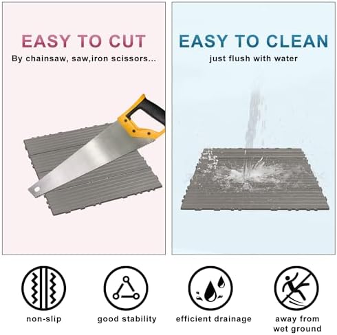 Plastic Interlocking Deck Tiles 9 Pack, 12in Waterproof Patio Flooring - Image 3